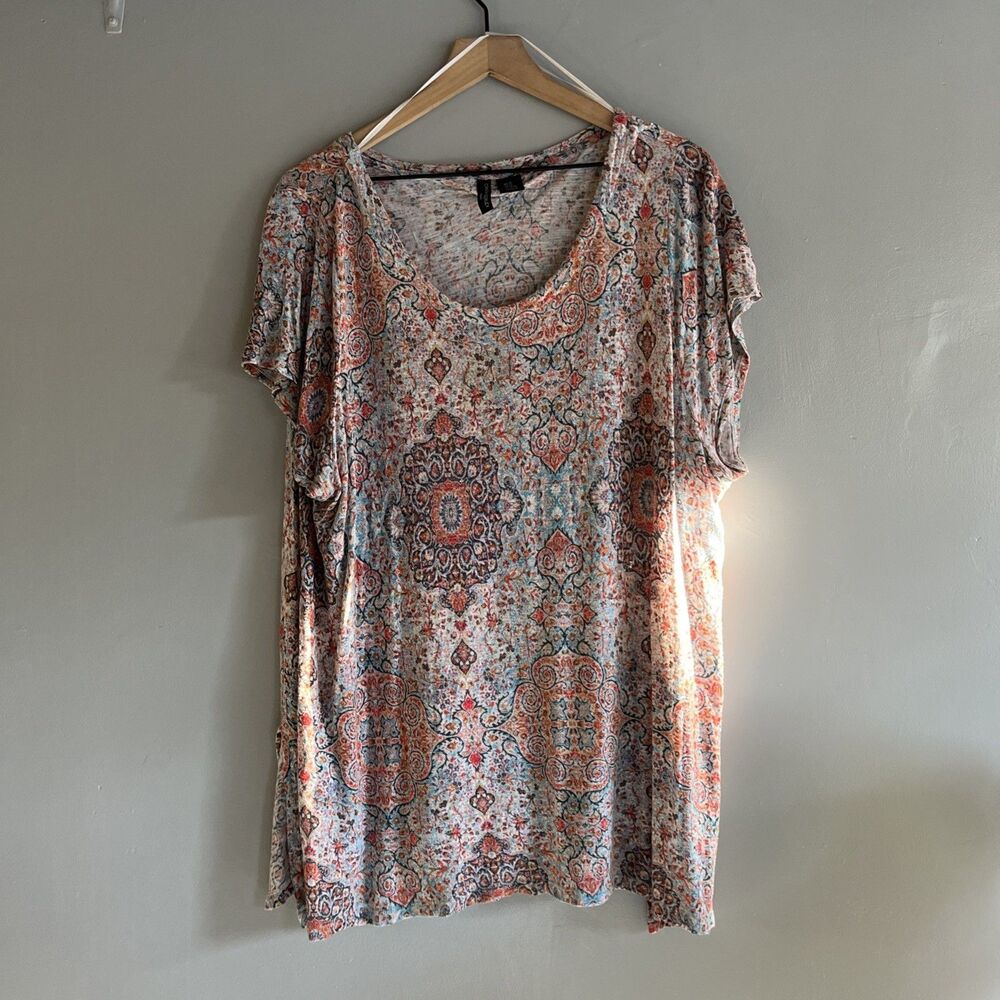 Cynthia Rowley Women Blouse Tunic Size 2X Slits Pullover